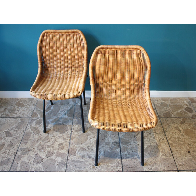 Pair of Rohé Noorwolde rattan chairs, Dirk van Sliedregt - 1960s