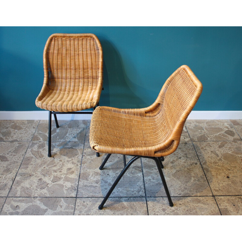 Pair of Rohé Noorwolde rattan chairs, Dirk van Sliedregt - 1960s