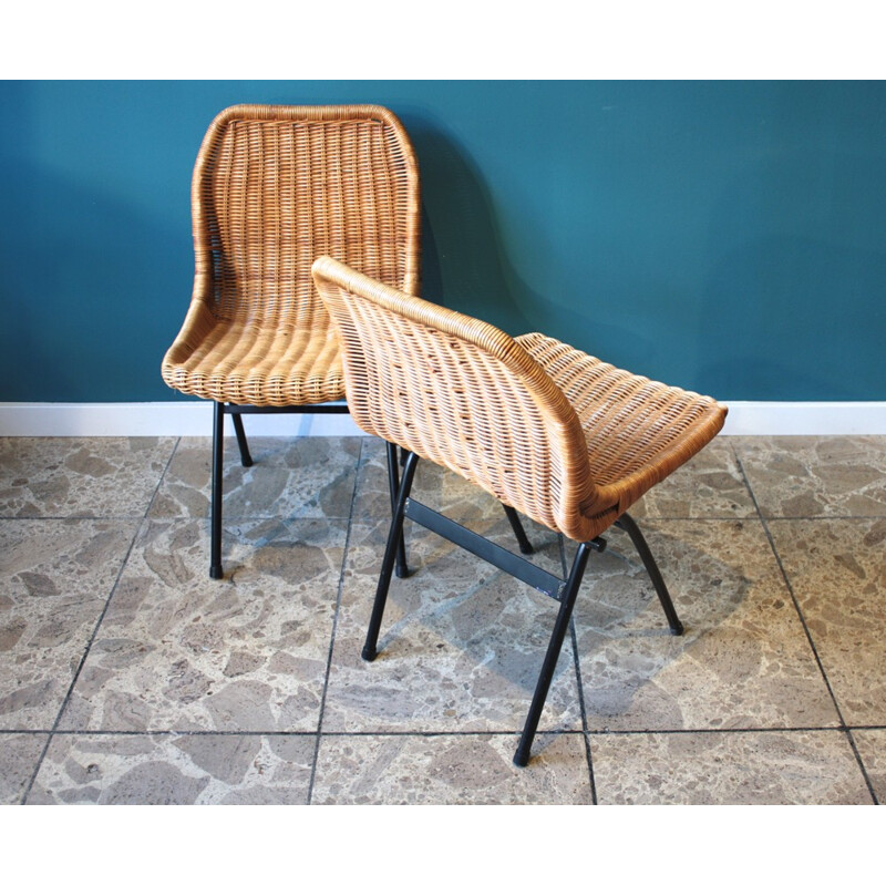 Pair of Rohé Noorwolde rattan chairs, Dirk van Sliedregt - 1960s