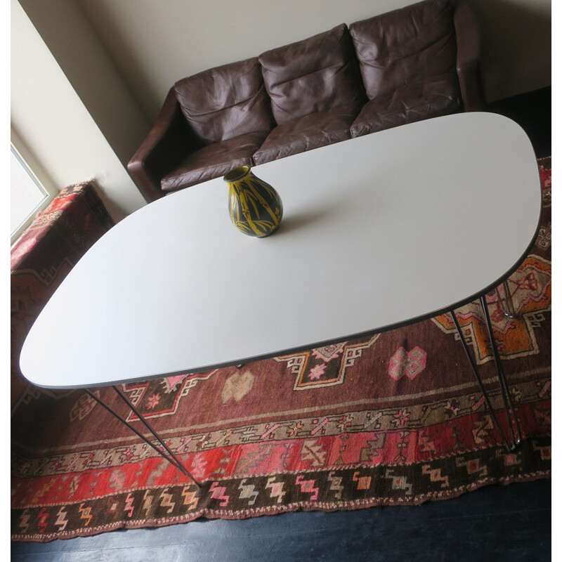 Danish vintage ellipse shaped dining table, 1970s