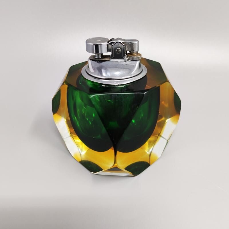 Vintage table lighter in Murano Sommerso glass by Flavio Poli for Seguso, Italy 1960s