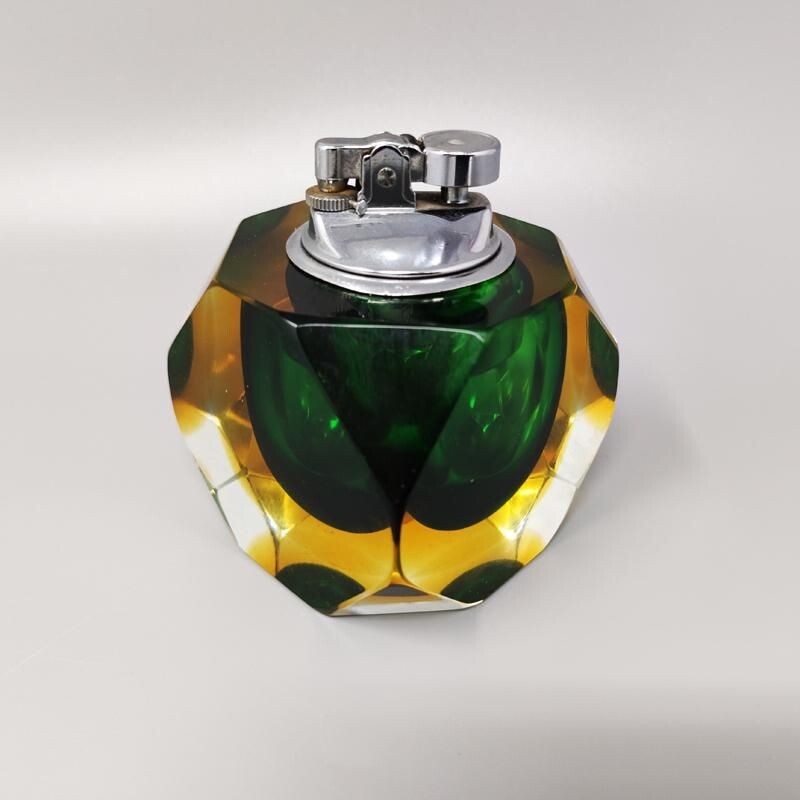 Vintage table lighter in Murano Sommerso glass by Flavio Poli for Seguso, Italy 1960s