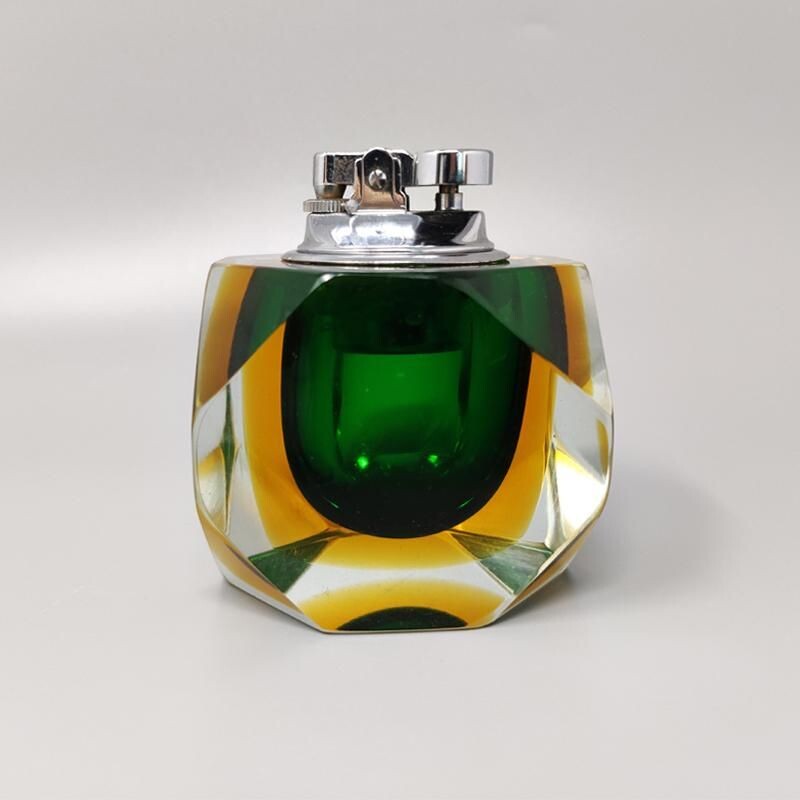 Vintage table lighter in Murano Sommerso glass by Flavio Poli for Seguso, Italy 1960s