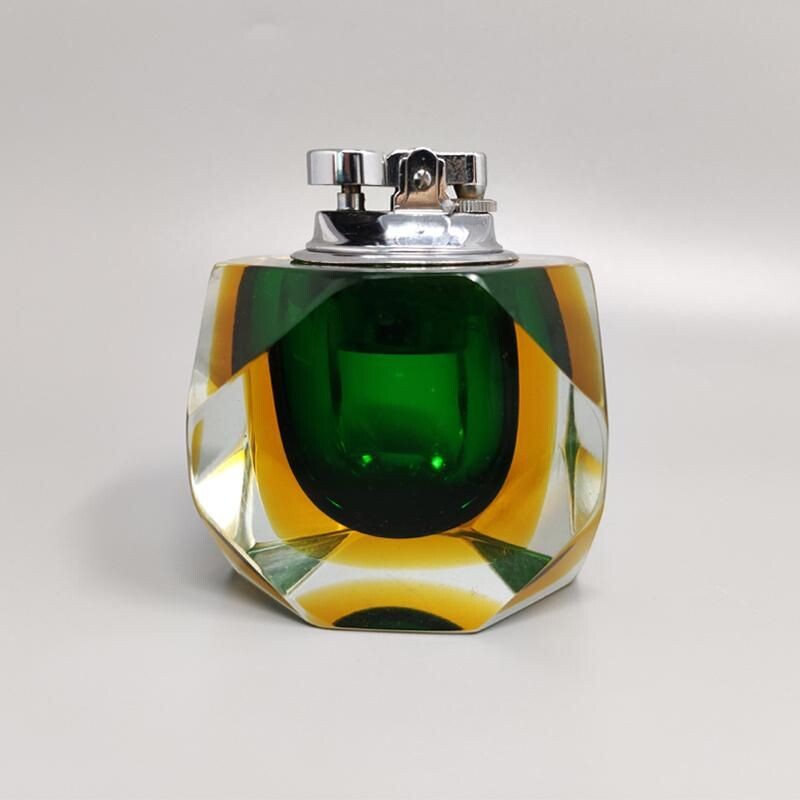 Vintage table lighter in Murano Sommerso glass by Flavio Poli for Seguso, Italy 1960s