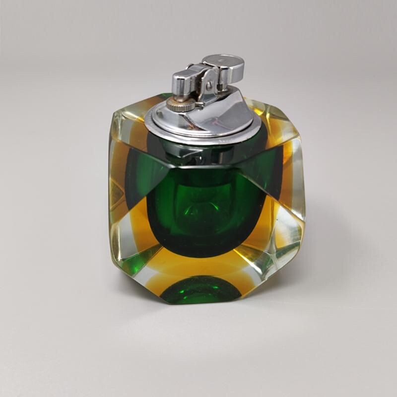 Vintage table lighter in Murano Sommerso glass by Flavio Poli for Seguso, Italy 1960s