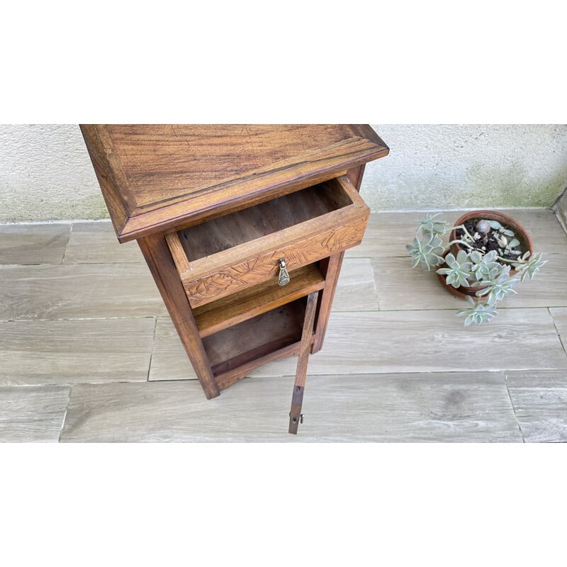 Vintage Art Deco walnut night stand cabinet, 1930