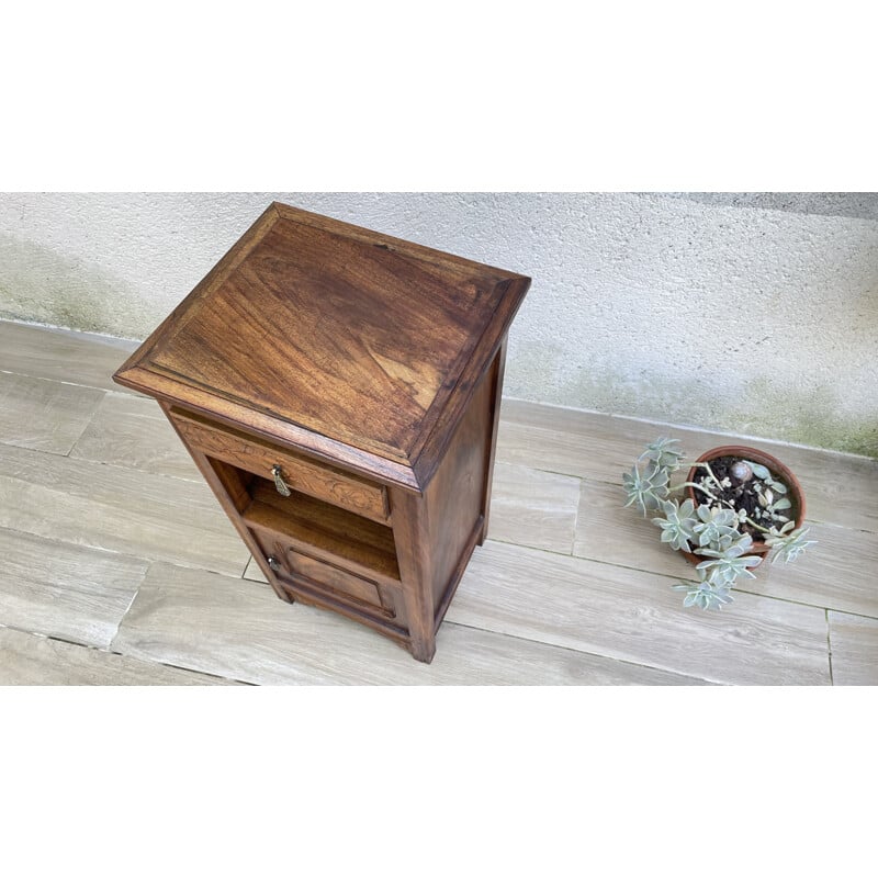 Vintage Art Deco walnut night stand cabinet, 1930