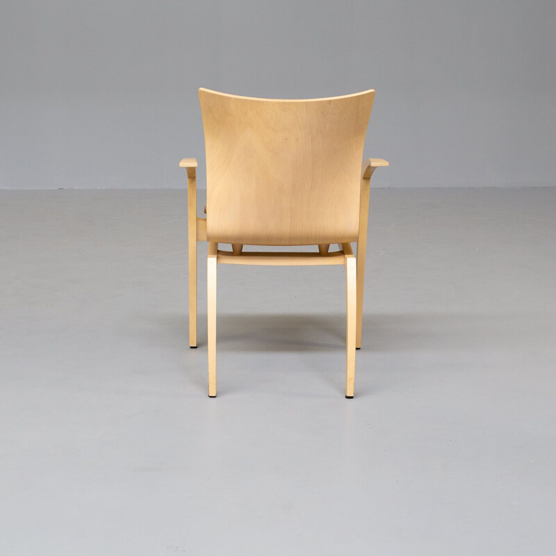 Set of 8 vintage "camarilla" plywood dining chairs by Hugo de Ruiter for Leolux, 1990s