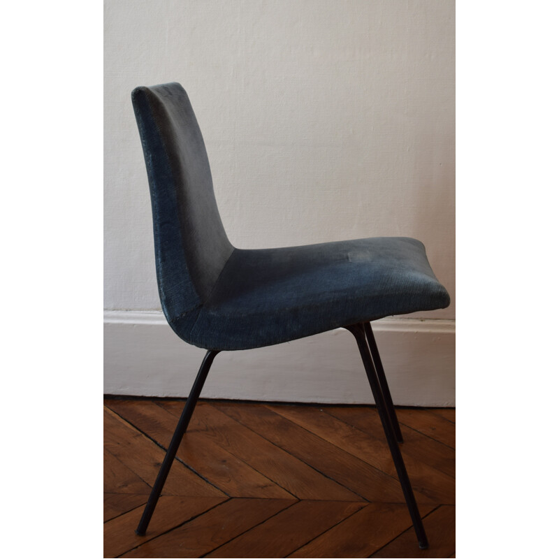 Meuble TV chair in blue fabric, Pierre PAULIN - 1950s