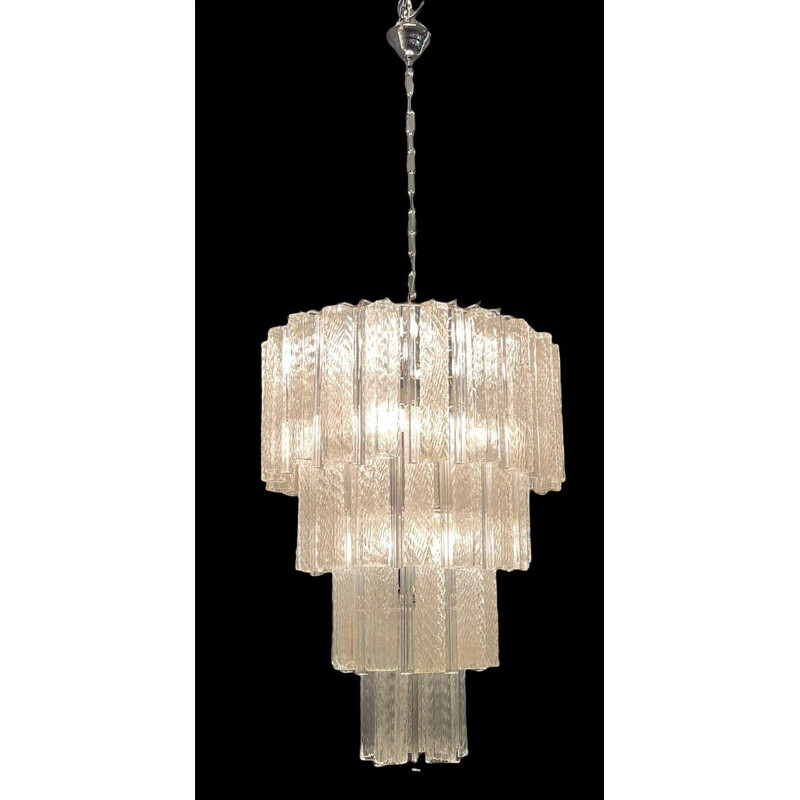 Mid-century Murano glass tube prism chandelier, 1970s