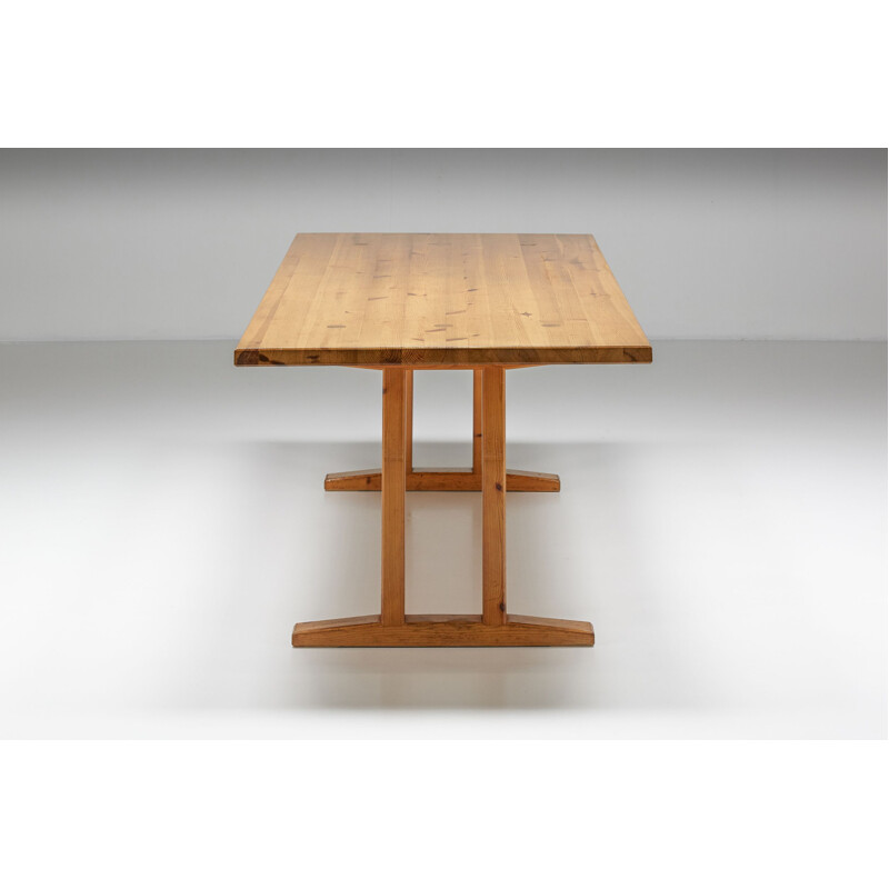 Mid century pinewood dining table, France 1960s
