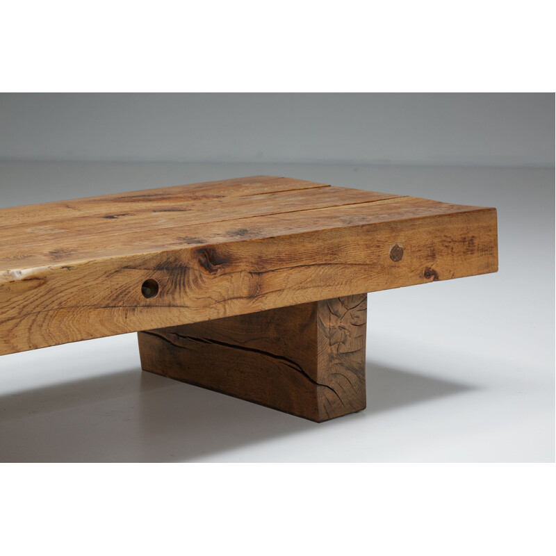 Vintage rustic solid wood coffee table, 1950s