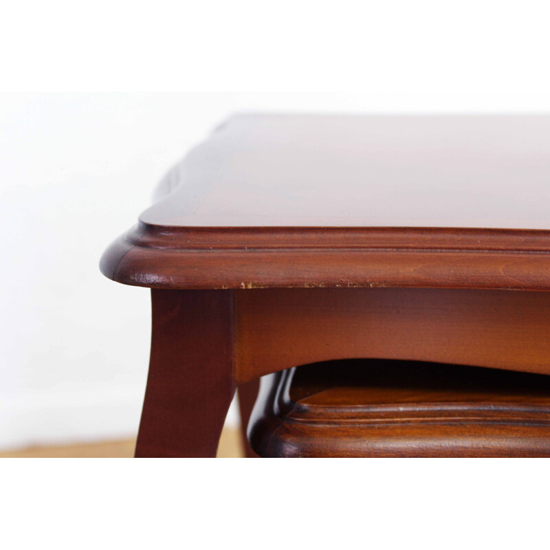 Vintage Louis XV style nesting tables in cherry wood