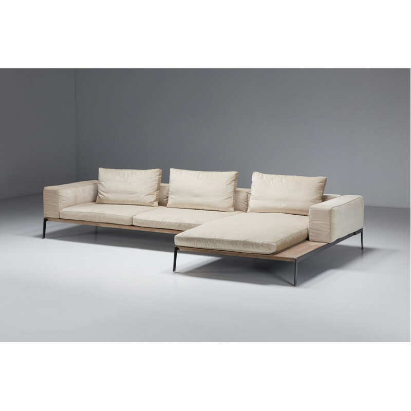 Mid century Lifesteel white three seater sofa by Antonio Citterio for Flexform, 2018