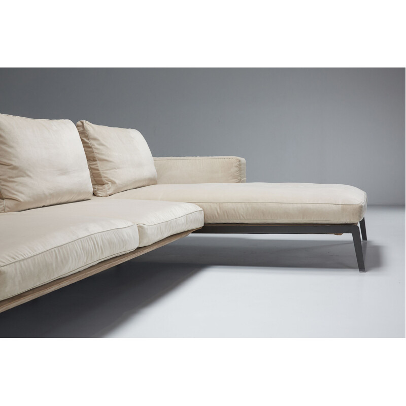 Mid century Lifesteel white three seater sofa by Antonio Citterio for Flexform, 2018
