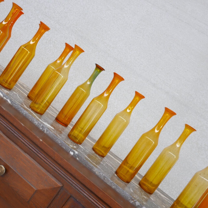 Set of 17 vintage French glass decorative bottles, 1930s