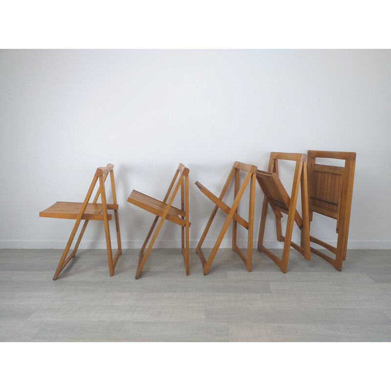 Lot de 5 chaises pliantes vintage par Aldo Jacober, 1970