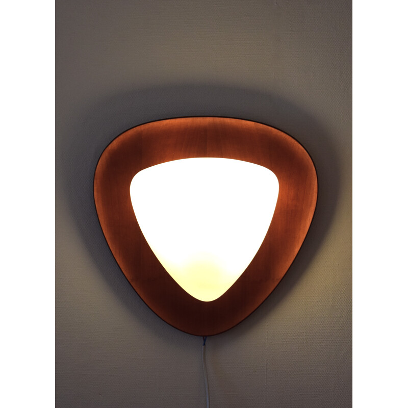 Wall light triangular in wood and opal glass, Gioffredo REGGIANI - 1960s