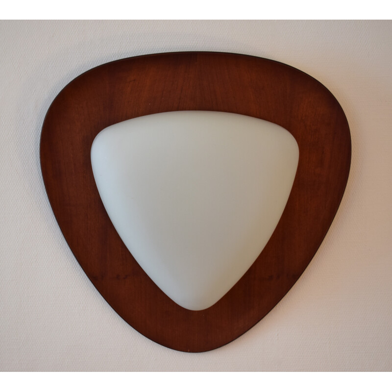 Wall light triangular in wood and opal glass, Gioffredo REGGIANI - 1960s