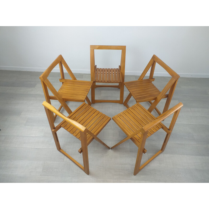 Lot de 5 chaises pliantes vintage par Aldo Jacober, 1970