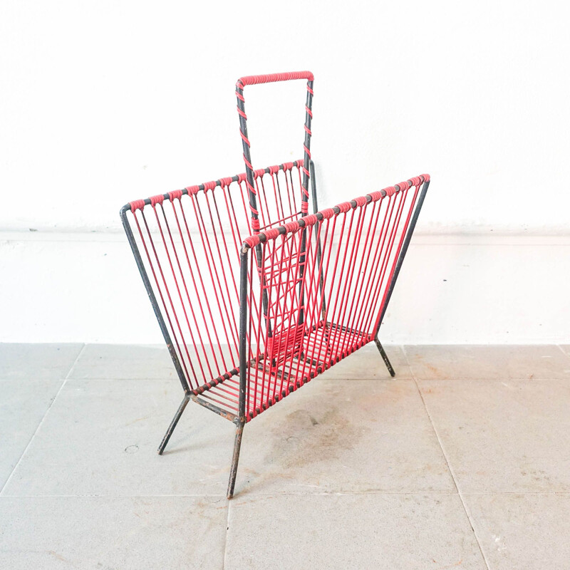 Vintage metal Spaghetti magazine rack, 1950s