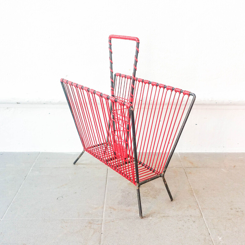 Vintage metal Spaghetti magazine rack, 1950s