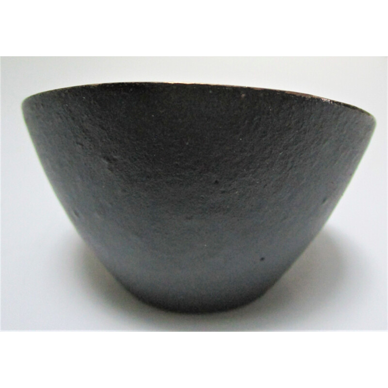 Vintage blackened bronze bowl and pestle by Walter Bosse, 1960