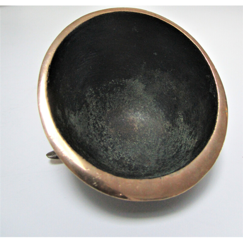 Vintage blackened bronze bowl and pestle by Walter Bosse, 1960