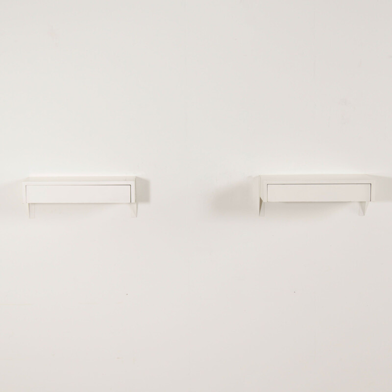 Pair of vintage white wall night stands model DD01 by Martin Visser for 't Spectrum, 1950s