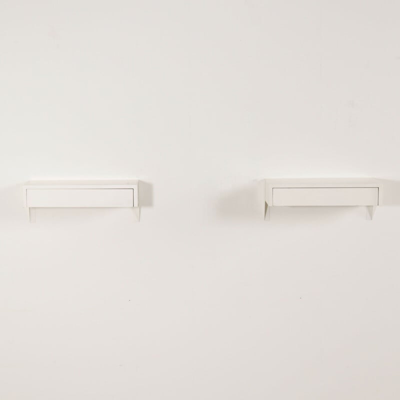 Pair of vintage white wall night stands model DD01 by Martin Visser for 't Spectrum, 1950s