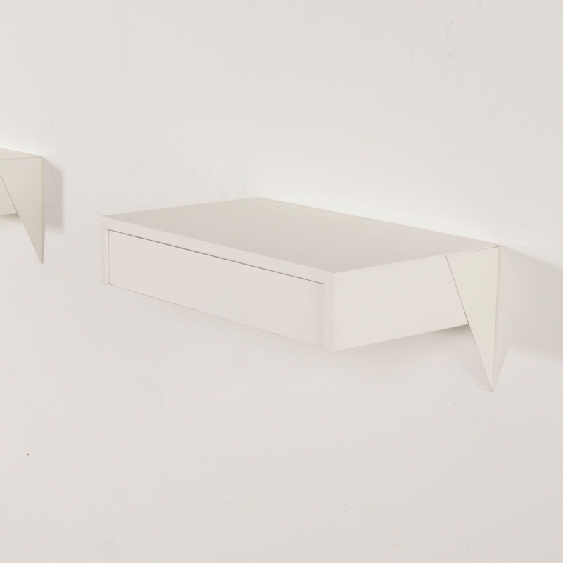 Pair of vintage white wall night stands model DD01 by Martin Visser for 't Spectrum, 1950s