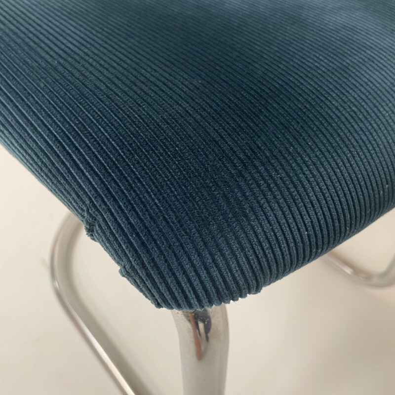 Vintage 2011 cantilever chair in blue manchester corduroy by Toon de Wit for Gebr. De Wit, 1950s