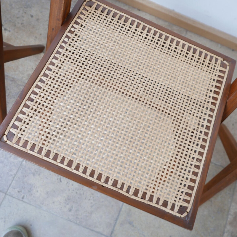 Set of 4 vintage Library chairs by Pierre Jeanneret, India 1960