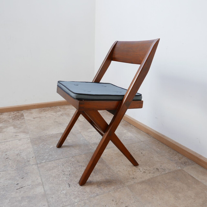 Conjunto de 4 cadeiras de biblioteca vintage por Pierre Jeanneret, Índia 1960