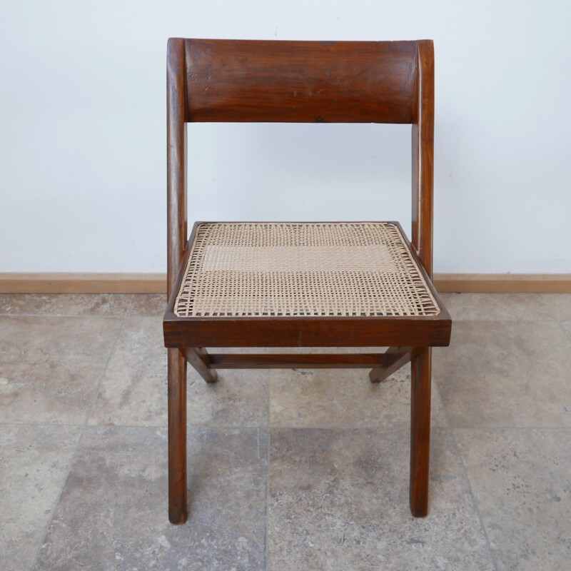 Conjunto de 4 cadeiras de biblioteca vintage por Pierre Jeanneret, Índia 1960