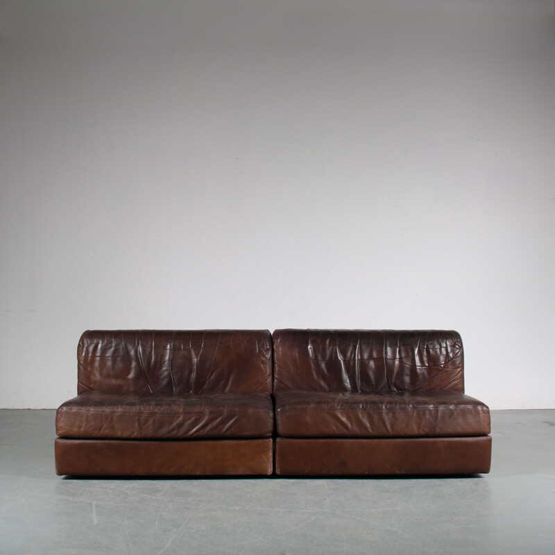 Pair of vintage leather sofas, 1970s