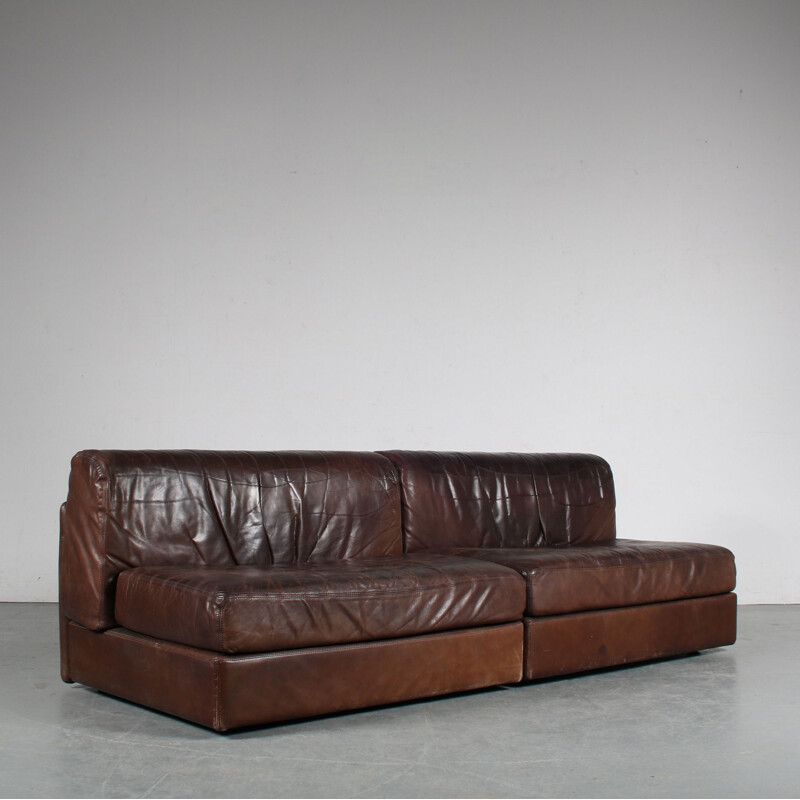 Pair of vintage leather sofas, 1970s