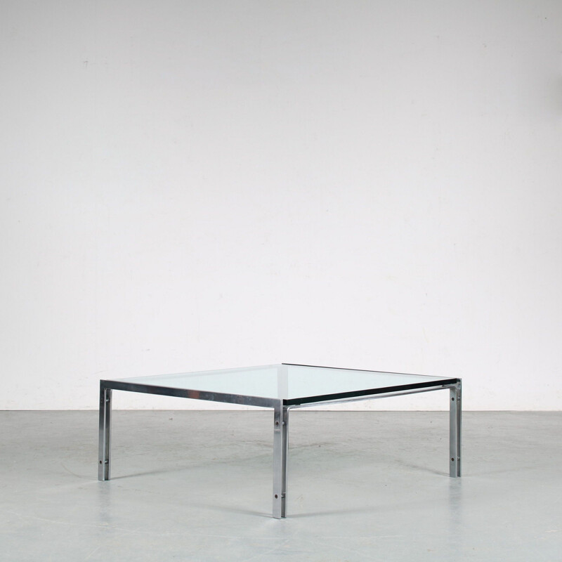 Vintage glass coffee table by Metaform, Netherlands 1960s