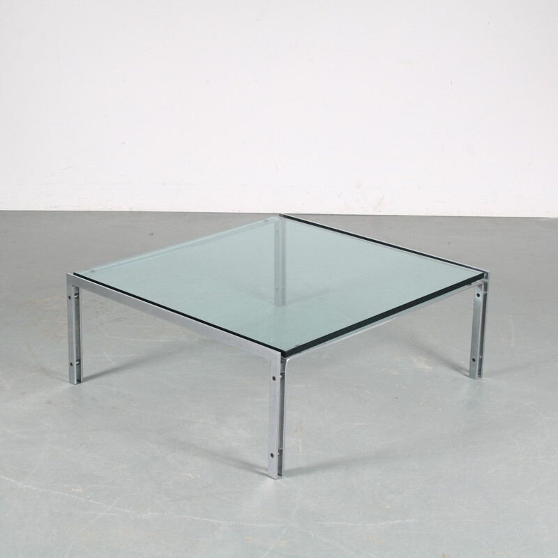 Vintage glass coffee table by Metaform, Netherlands 1960s