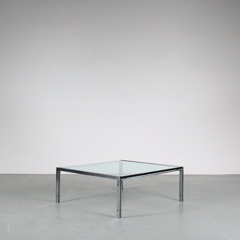 Vintage glass coffee table by Metaform, Netherlands 1960s