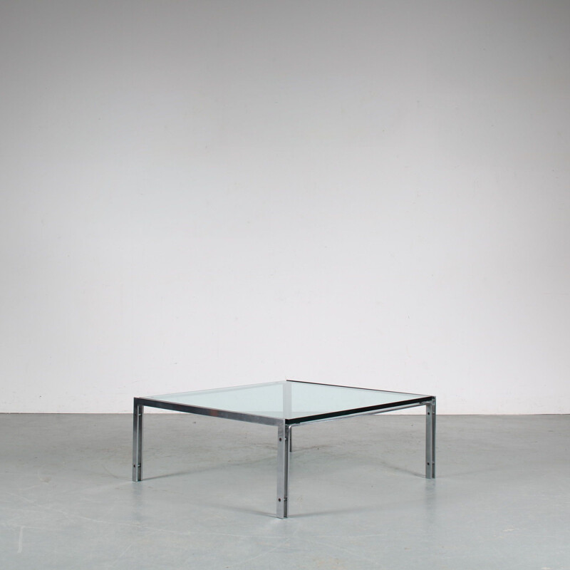 Vintage glass coffee table by Metaform, Netherlands 1960s