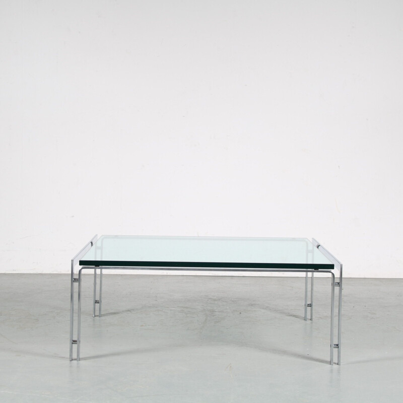 Vintage glass coffee table by Metaform, Netherlands 1960s