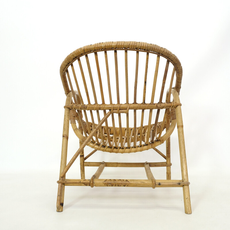 Chaise pour enfant vintage en rotin, 1960-1970