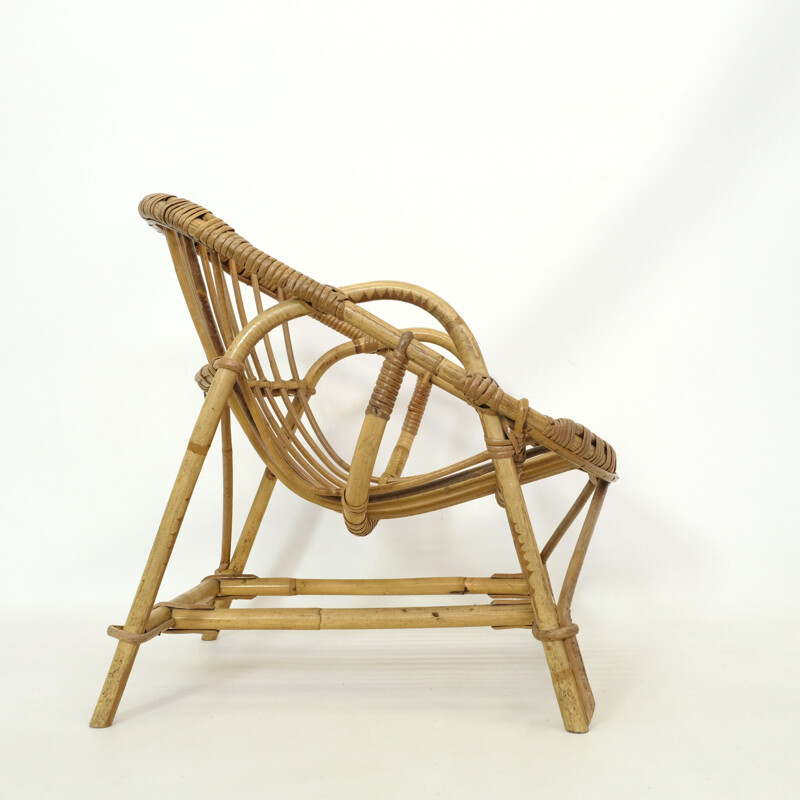 Vintage children's chair in rattan, 1960-1970