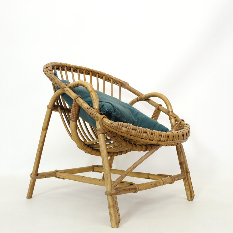 Chaise pour enfant vintage en rotin, 1960-1970