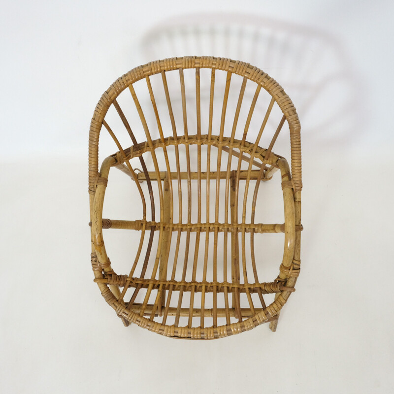 Vintage children's chair in rattan, 1960-1970