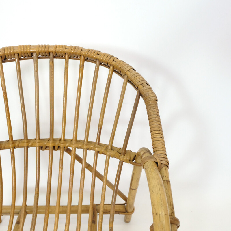 Vintage children's chair in rattan, 1960-1970