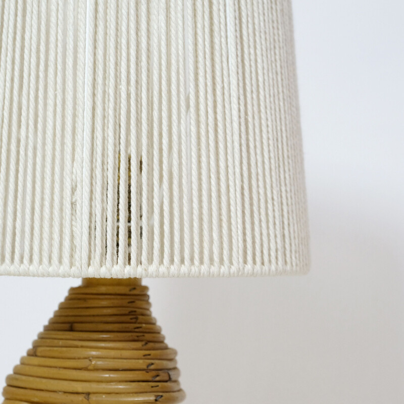 Vintage bamboo table lamp with rope shade