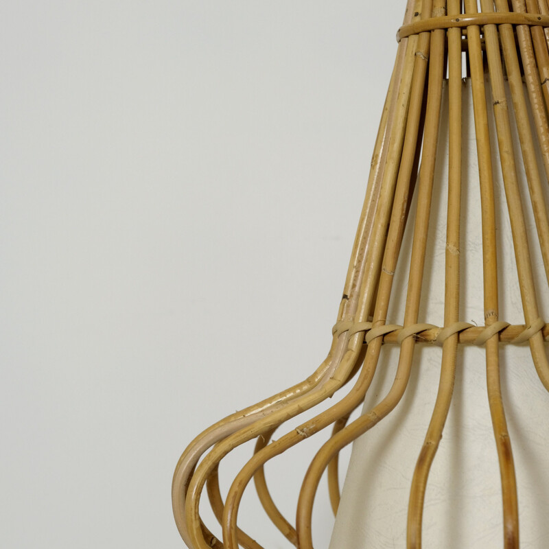 Vintage rattan pendant lamp, 1960