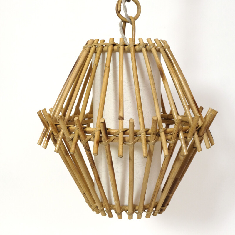 Vintage rattan pendant lamp, 1960